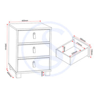 Brooklyn 3 Drawer Bedside - White, Grey and Oak Effect