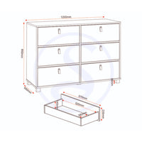 Brooklyn 6 Drawer Chest in Oak Effect and Grey Finish
