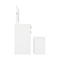 Brooklyn Dressing Table Set Mirror Stool in Oak Effect and Grey Finish