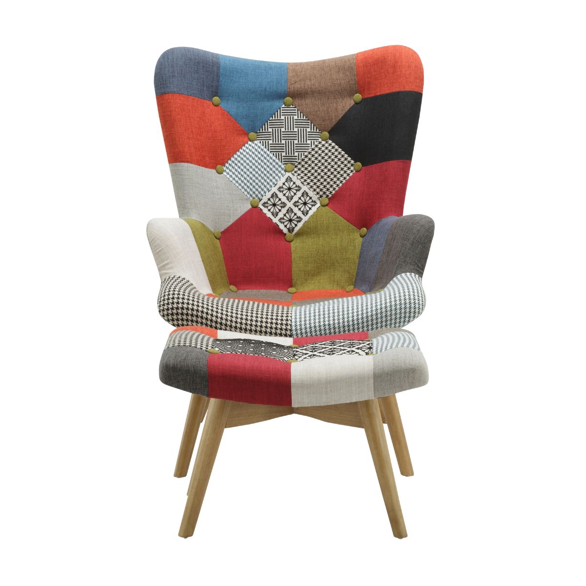 Sloane Patchwork Arm Chair & Footstool