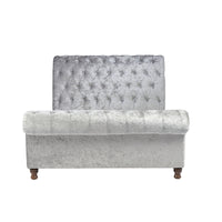 Castello Super King Side Ottoman - Steel Crushed Velvet