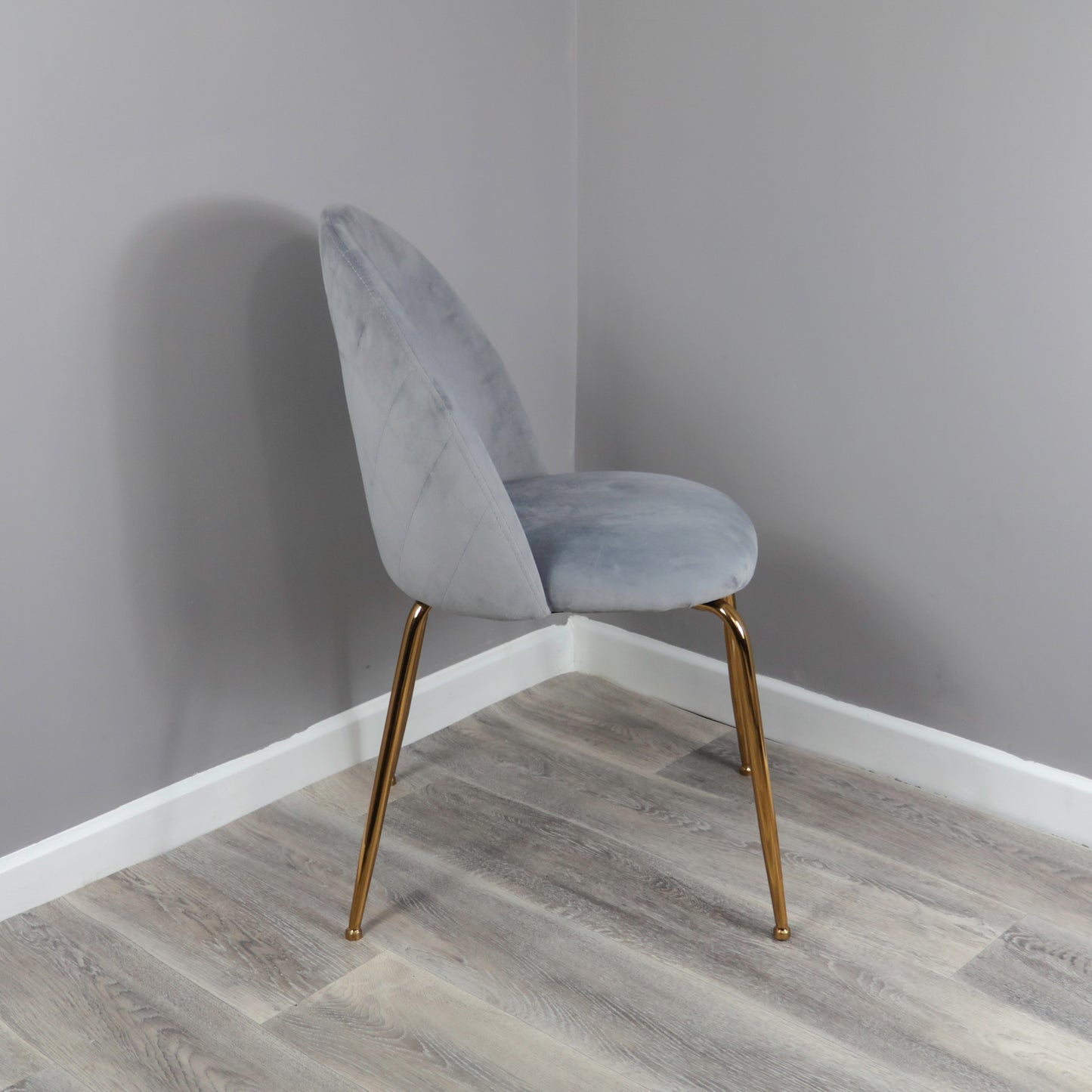 Velvet Grey Dining Chairs - Gold Legs (set of 2)