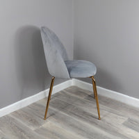 Velvet Grey Dining Chairs - Gold Legs (set of 2)