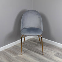 Velvet Grey Dining Chairs - Gold Legs (set of 2)