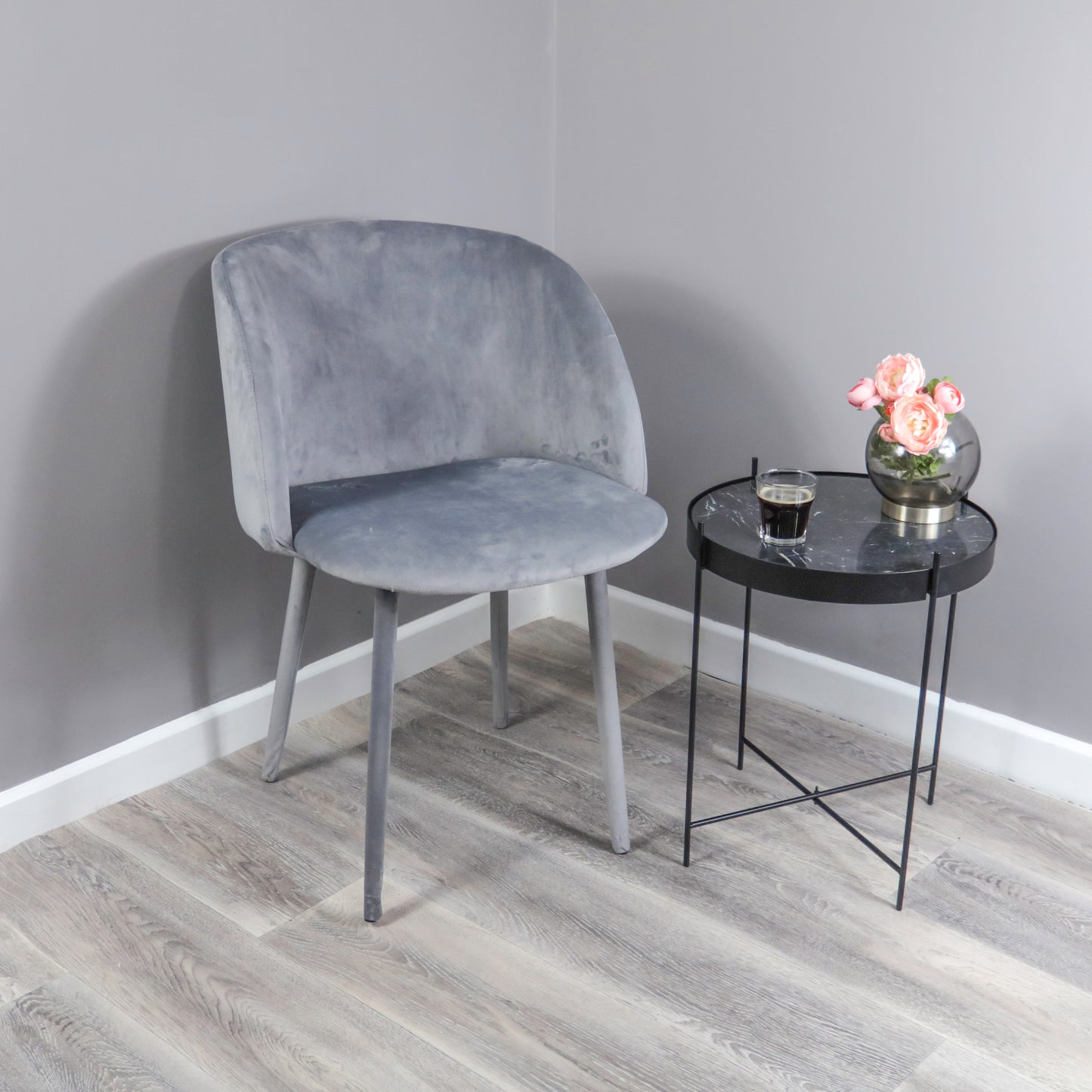 Velvet Covered Grey Dining Chair (set of 2)