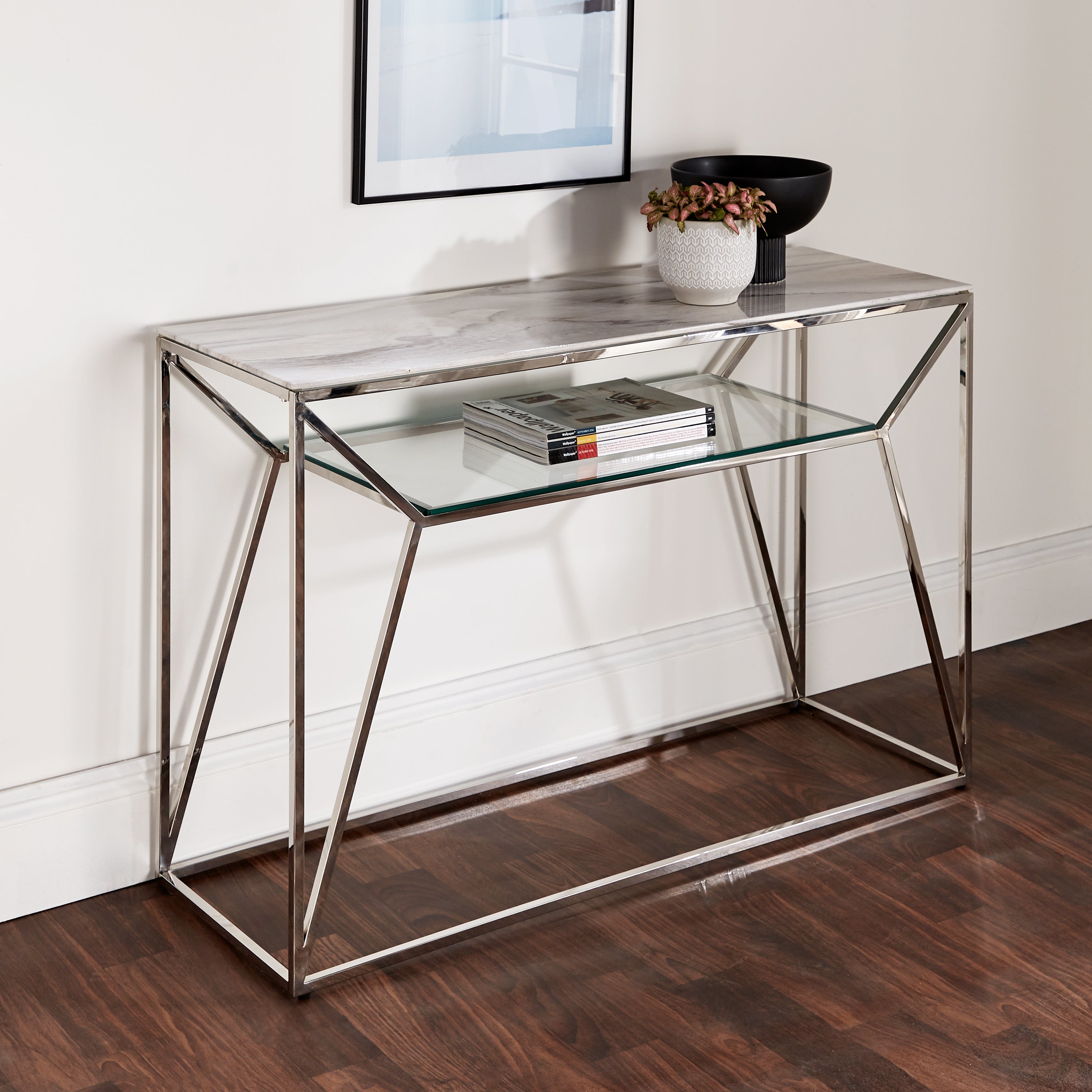 Marble Glass Console Table