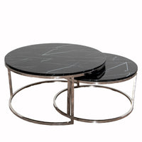 Black Stone Coffee Table - Nest of 2