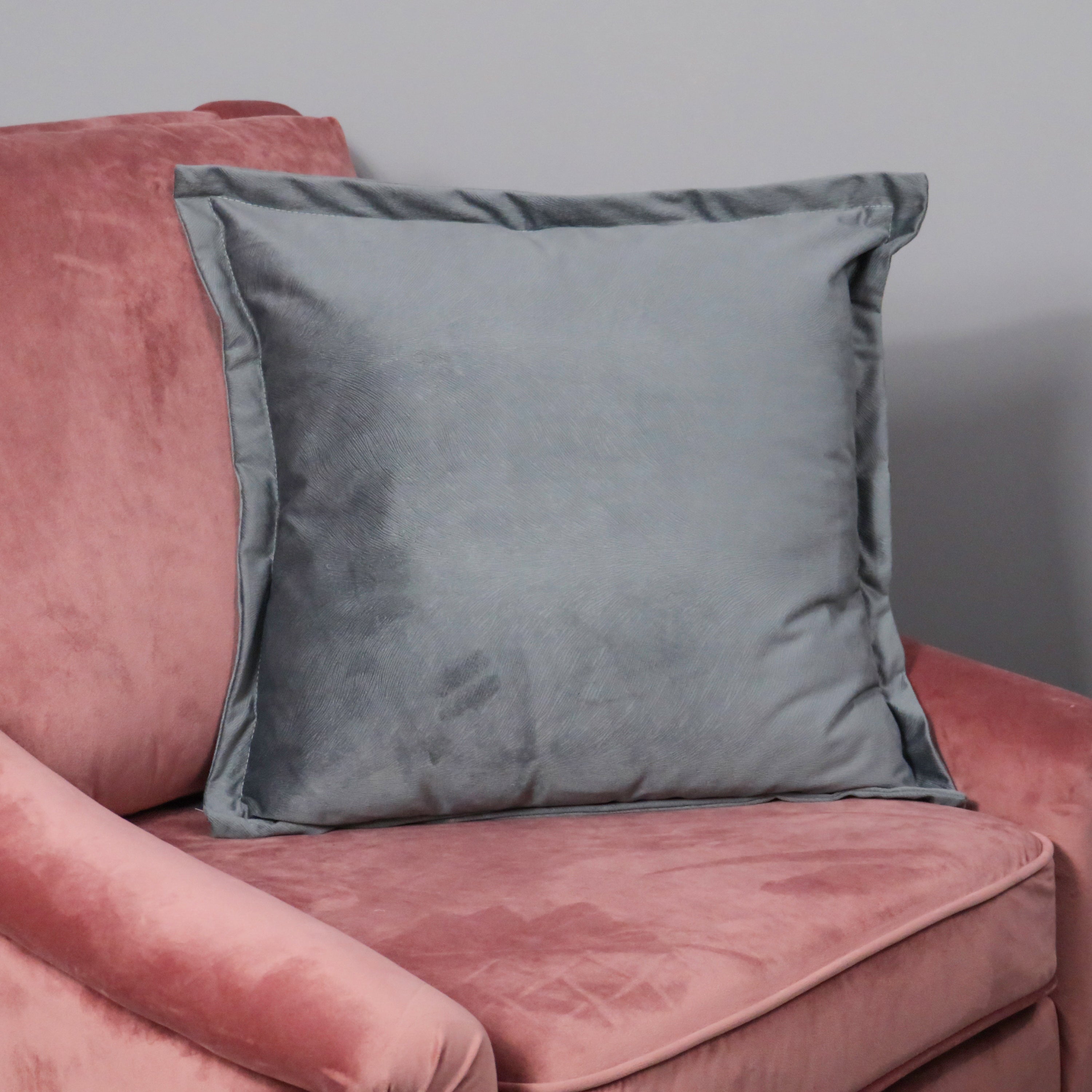 Soft Textured Grey Velvet Cushion