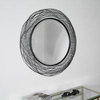 Nest Effect Black Metal Round Mirror