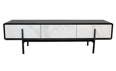 Oslo TV Unit - Black Ash Veneer & White Marble Effect