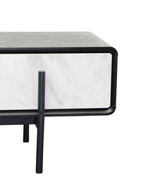 Oslo TV Unit - Black Ash Veneer & White Marble Effect